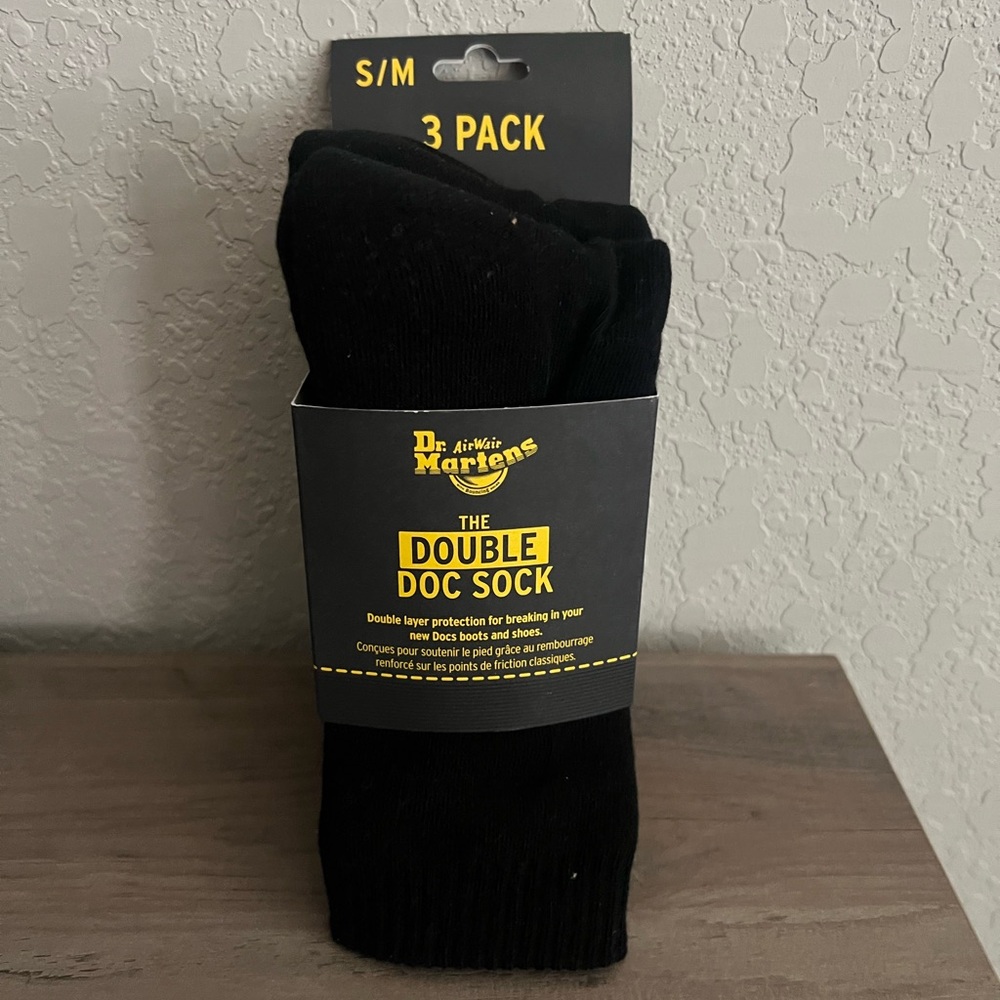 Dr. Martens Black Double Doc Sock 2-Pack